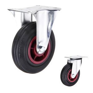 PP 8 Inch 284lbs Capacity Rubber Casters With Fixed Plate