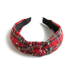 Christmas Xmas Cross Knot Hairband Plaid Holiday Decorations 40cm 15.8in