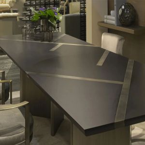 2000mm 29.9" Contemporary Luxury Dining Table , Stainless Steel Mid Century