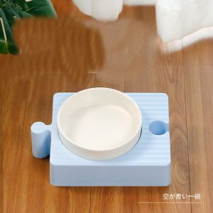 Ceramic Double Pet Feeder Bowls Prevent Knock Protect Cervical Vertebra