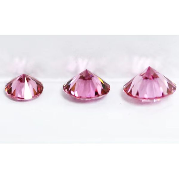 Factory Wholesale Pink Moissanite Diamond Round Brilliant Cut 3.0mm-12.0mm VVS1 Loose Moissanite Stones 4 Carat Ring