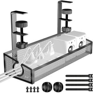 Under Desk No-Drill Cable Basket Metal Wire Cable Tray for Desk Cable Management