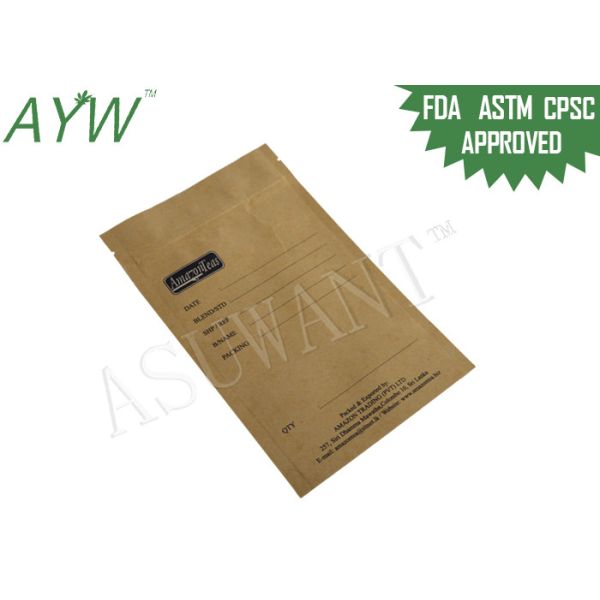 Buy Moisture Proof Kraft Paper Zipper Bags Zip Closure For Loose Tea Leaves at wholesale prices