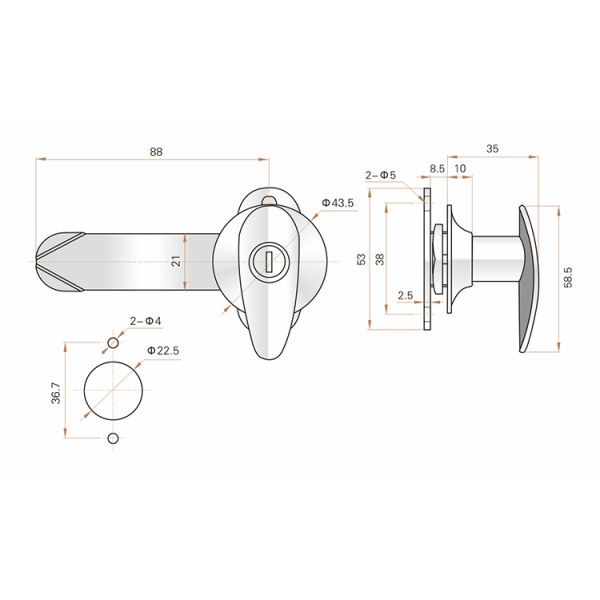 Zinc Alloy Chrome Coated Cabinet Handle Lock OEM Service For Industrial Cabinet