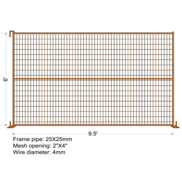 6FT X 9.5FT “VICORIA SECRET” TEMPORARY FENCE Mesh 2"x4" Diameter 3.00mm/3.5mm/4