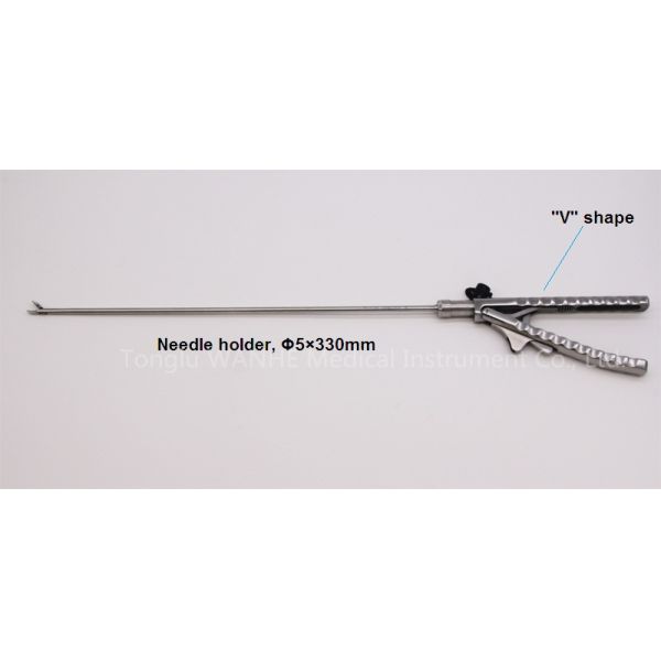 Steel Laparoscopy Surgical Instruments Curved Needle Holder with FDA Certification