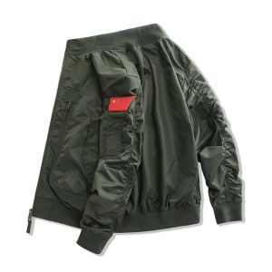 Zipper Heavy Winter Jacket Causal Bomber Mens Varsity Jacket