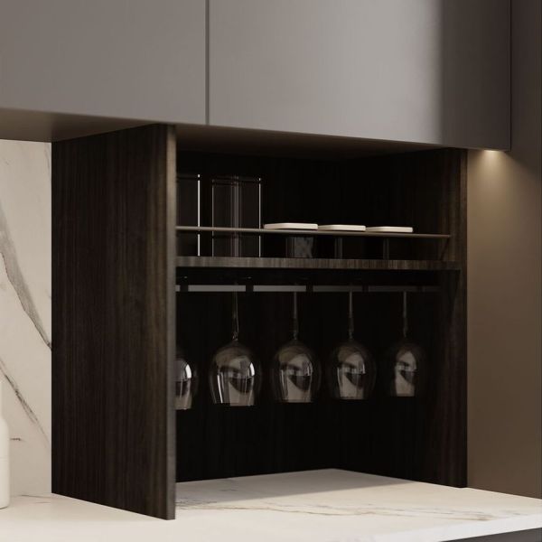 Building Project Modern Island Kitchen Black And White E0 Melamine Modular Kitchen Cabinet