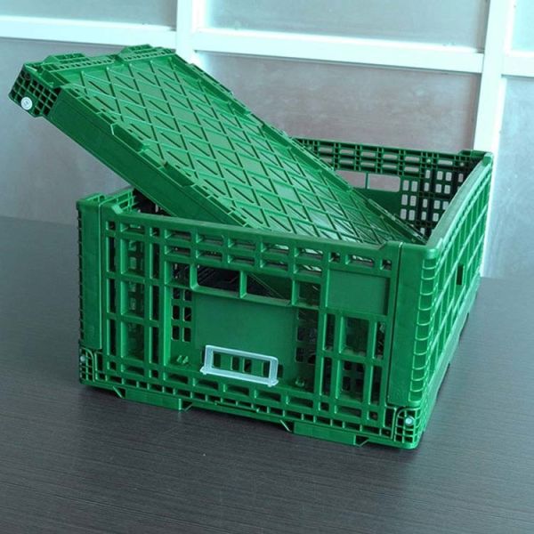 Buy Large Vented Foldable Plastic Vegetable Crate 40 Liters Green at wholesale prices