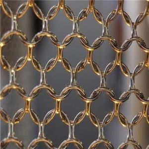 Quality Golden 1.2mm Aluminum Chain Link Mesh Curtain Powder Coated for sale