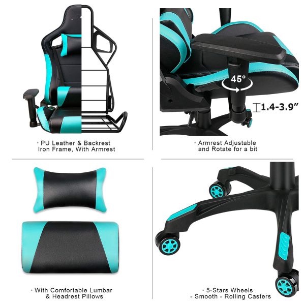 Customized Color Computer Office Gaming Chair High Back PU Leather Swivel Racing Style