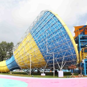 Colorful Outside Fiberglass Adult Water Slide 14.6m Platform Height In Themed Park