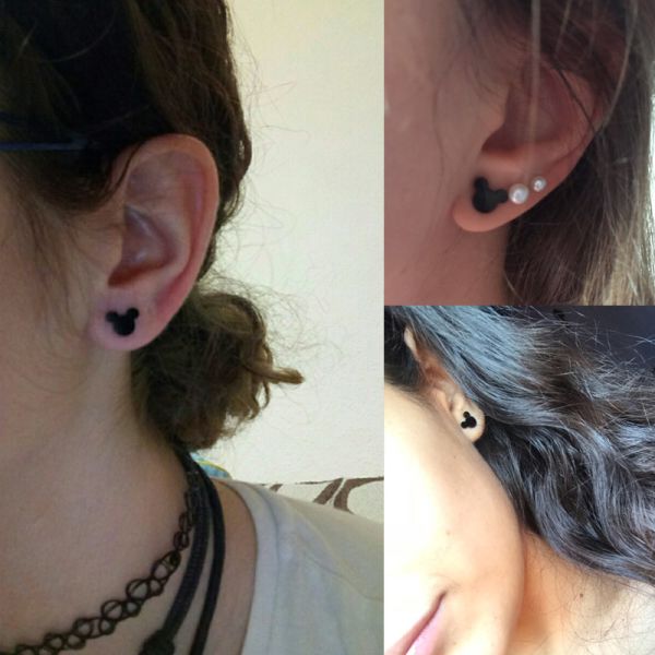 New Fashion Cute Mickey Earrings Black Children Kids Jewelry Cartoon Mouse Animal Stud Earrings