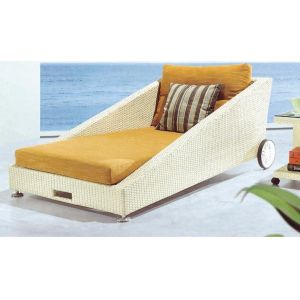 China 2 wheels waterproof fabric rattan sun lounger / daybed/ sunbed   ---YS6000 on sale