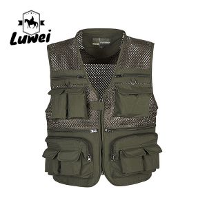 Summer Designer Casual Biker Multi-pocket Mesh Utility Breathable Sleeveless