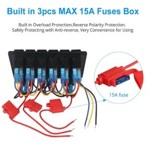 Waterproof Marine Boat Rocker Switch Panel 6 Gang With Dual USB Socket 3.1A Volt