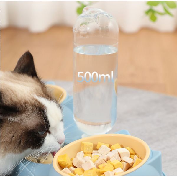 15 Degree Tilted Automatic Water Bottle Bowl Cat Double Food Bowl
