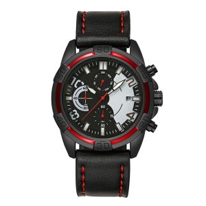 48mm Leather Strap Customized Military Quartz Watch Multi Function Hardy