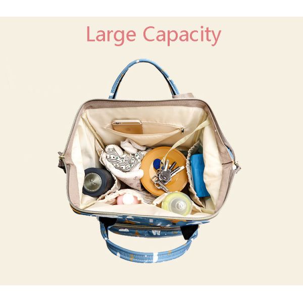 Fashion Baby Diaper Bag Dust- resistant Waterproof Travel Backpack Cartoon Printed Storage Wet Dry Separate Backpack