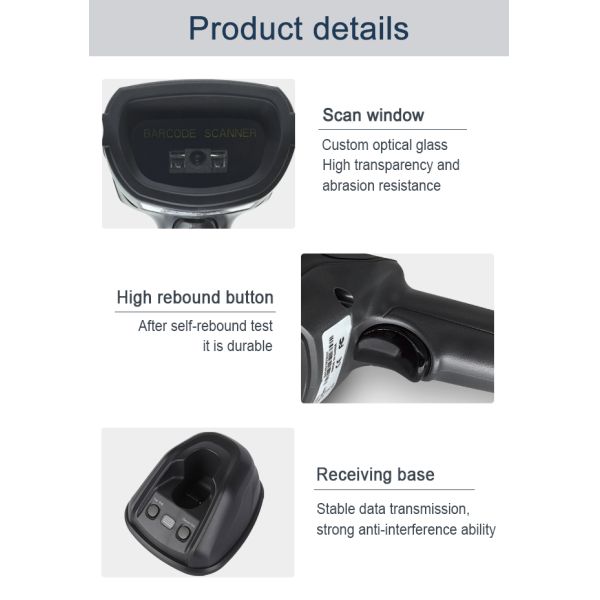 TI4125 Wireless Barcode Reader Ergonomic Handheld 2d Wireless Barcode Scanner for Every Area of Usage