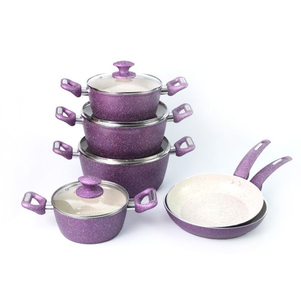 Buy Ceramic Coating Purple Paint 32cm 6L Aluminium Saucepan Sets at wholesale prices