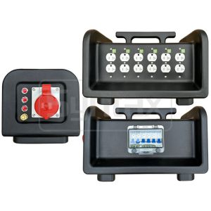 China Syntax MS7 Three Phase 32A HDPE Portable Distribution Box IP67 With 6 Nos Nema Dual Sockets With Earthing Stud 395x260x275mm on sale