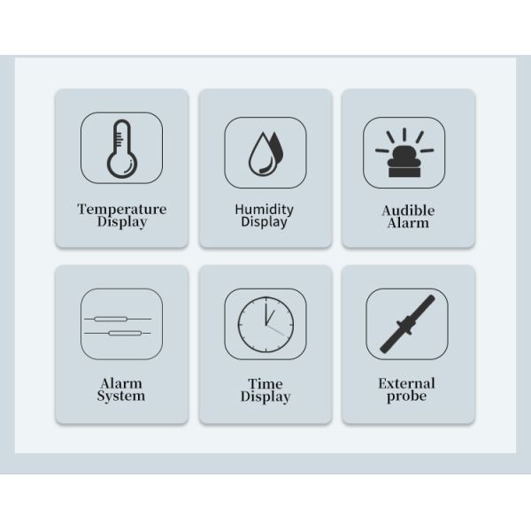 Industrial Grade Digital Thermometer Hygrometer Wall Clock Explosion Proof Probe LED Display for Weather Station Indoor Outdoor