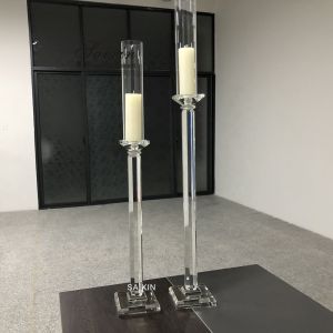 Luxury Crystal Candle Holders Wedding Centerpiece Tall Chimney 90CM