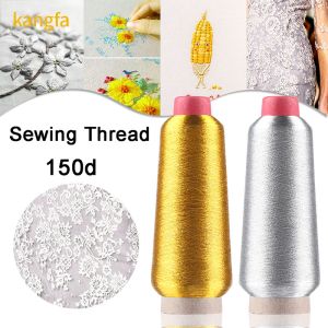 100% Polyester Metallic Embroidery Threads Pattern Dyed Silver Sewing Thread for