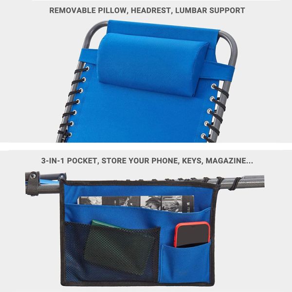 Outdoor Patio Garden Beach Portable Camping Sun Lounger Chair with Lightweight Design