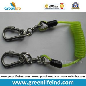 Safety Lanyard Spring Coil Cable Heavy Duty W/Steel Carabiner