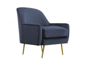 China Fabric Dark Blue Arm Chair Contemporary Metal Leg Dark Blue Velvet Armchair on sale