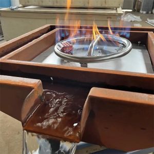 Decorative Sierra Square Smooth Corten Steel Gas Fire Water Bowl For Pools