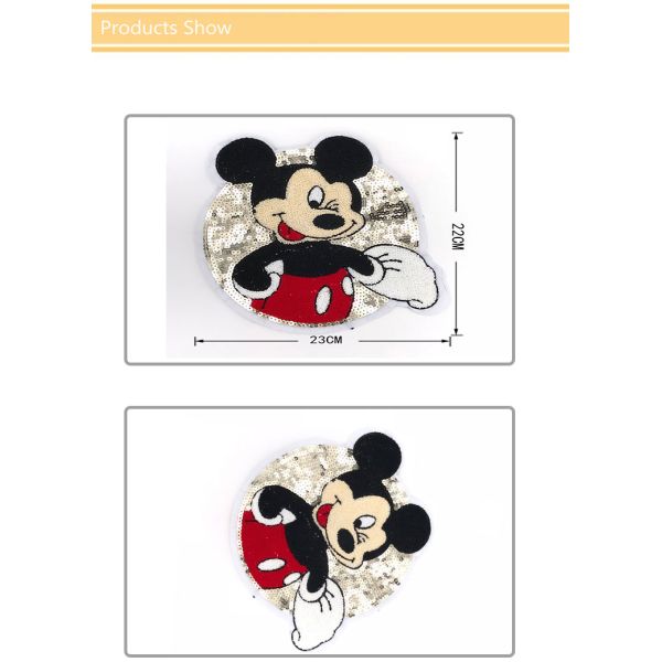 Cartoon Mouse Disney Embroidered Patches , Popular Disney Sew On Patches Custom Color