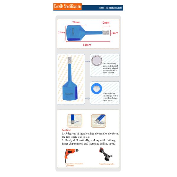 8mm M14 Vacuum Brazed Diamond Core Drill Bits For Tile With Plastic Sleeve