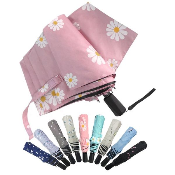 Buy UV Proof Coating 3 Folding Umbrella Pongee With Black Coating at wholesale prices