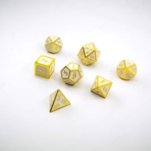 Gold Plating With White Color Metal Dice Set Perfect For Tabletop Games Or DnD