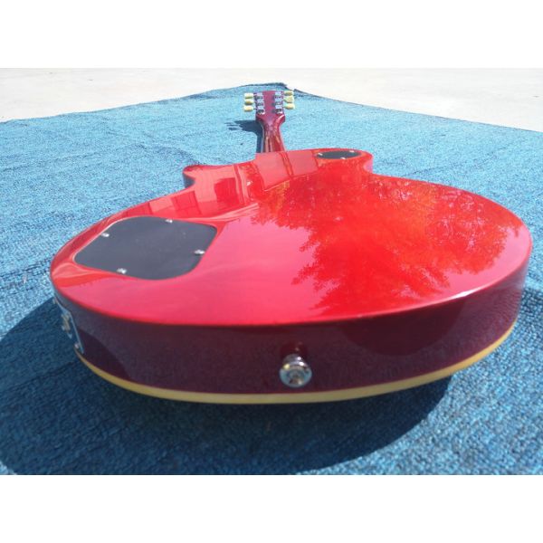 Tiger flame 1959 R9 LP standard electric guitar piece by piece neck body, Tune-o-Matic bridge, FRET binding free deliver