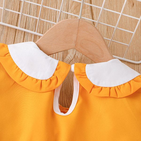 Girls Short Sleeve Dress Solid Color Children's Dress Clothing