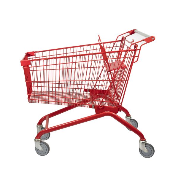 Red 180L European Style Shopping Cart Supermarket Trolley Large Capacity Wholesale