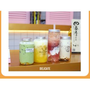 Medium Sized Milk Tea Bottles With Screw On Lid And Leak Proof Function