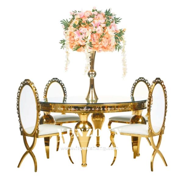 Fancy Acrylic Sunflower Back Gold Home Dining Chair Stacking Stainless Steel Wedding Chair for Hotel Banquet Party Used