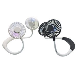 Rechargeable LED Light Hanging Neck USB Charging Mini Fan