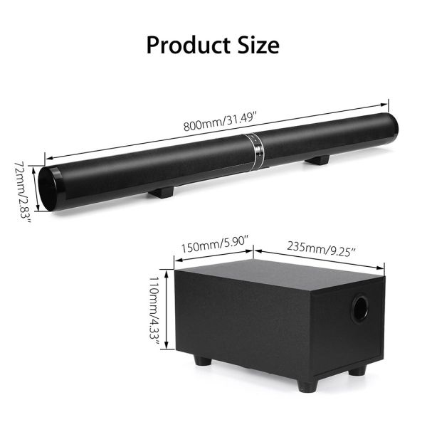 150W Wireless Bluetooth Soundbar , Subwoofer TV Soundbar For Home Theater