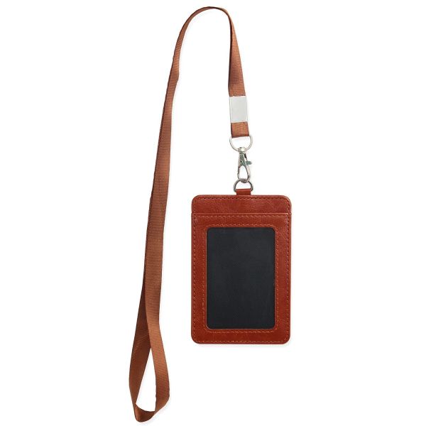 Buy Vertical PU Leather ID Badge Card Holder for Work ID School ID Metro Card Access Card at wholesale prices