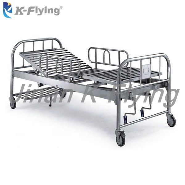 Buy Stainless Steel Foldable 2 Cranks Hospital Manual Patient Bed at wholesale prices