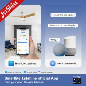 230V Plastic Blades 3 Color LED Dimmable Ceiling Fan With Remote Control