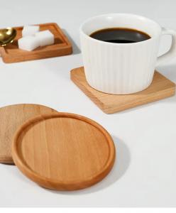 Quality Bamboo Wooden 9cm Square Drink Coasters Blank Coffee Cup Drinking Coasters for sale