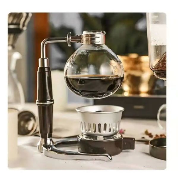 Round Ceramic Style French Press Coffee Maker with 3 Cup Capacity and 4 Filters