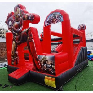 Customized Inflatable Bouncer With Cartoon Theme Iron Man Bounce House With